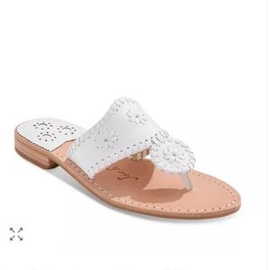 Jack Rogers USA Women’s Leather Thong Slip On White Jacks Flat Sandals Size 7M